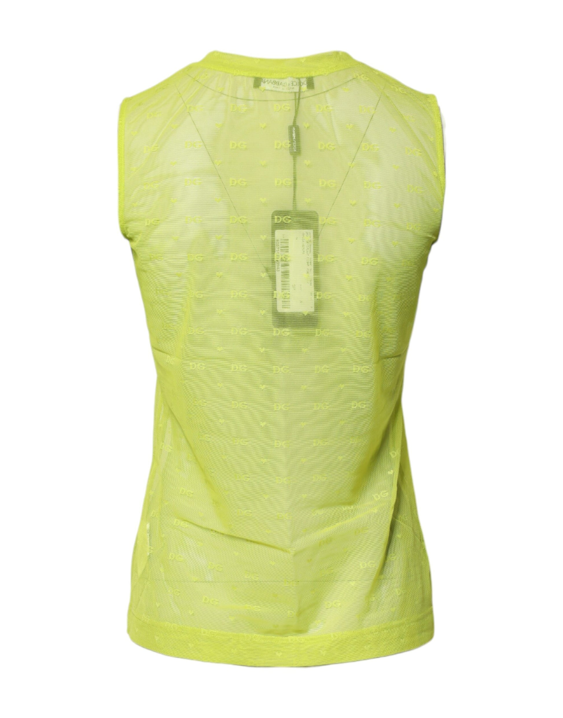 Green Nylon See Through Women Sleeveless Tank Top