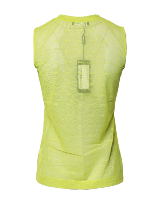 Green Nylon See Through Women Sleeveless Tank Top