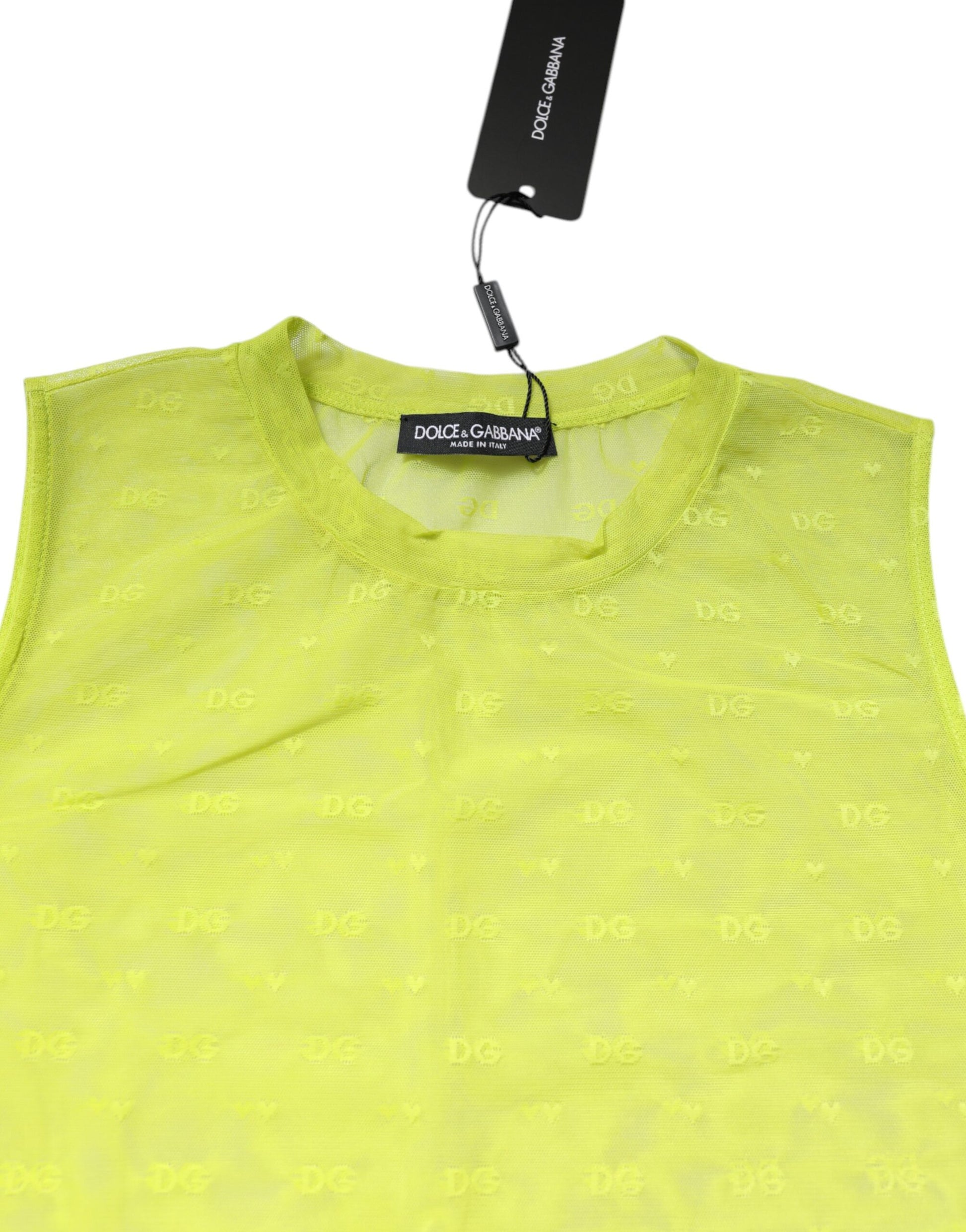 Green Nylon See Through Women Sleeveless Tank Top