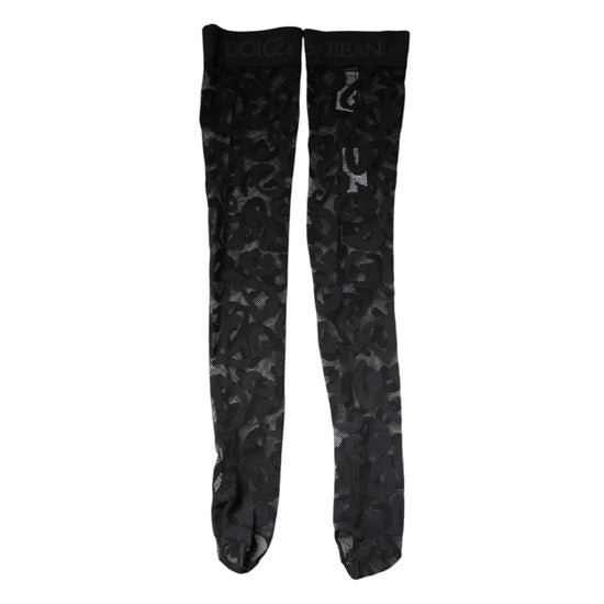 Black Floral Lace Cotton Stretch Stockings Socks