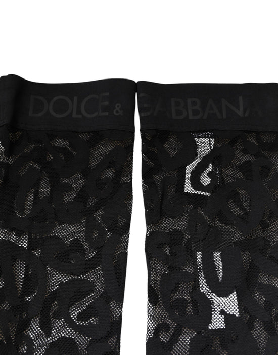Black Floral Lace Cotton Stretch Stockings Socks