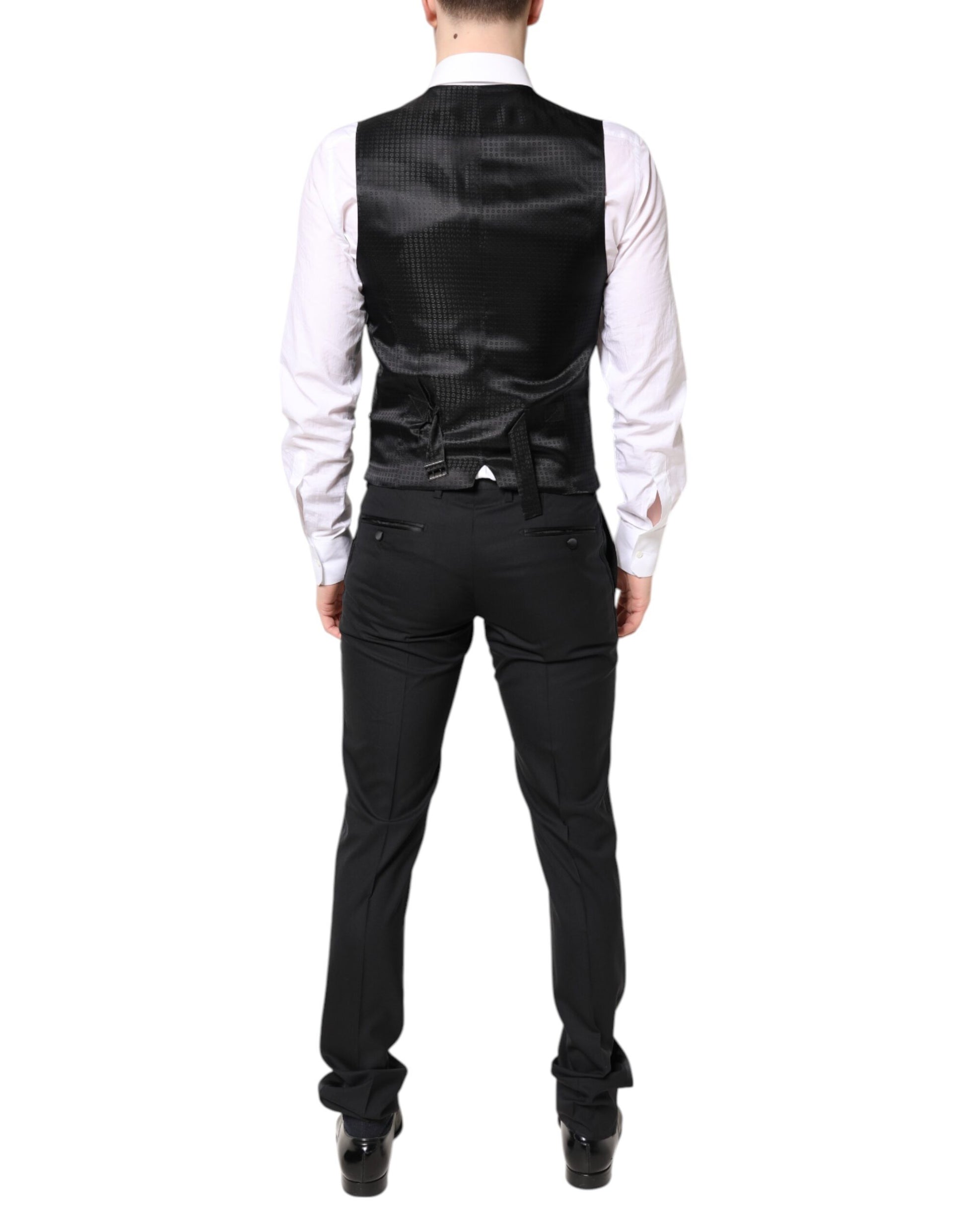 Black Wool Single Breasted 3 Piece Suit