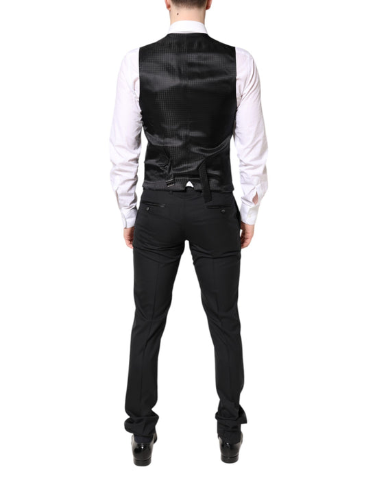 Black Wool Single Breasted 3 Piece Suit