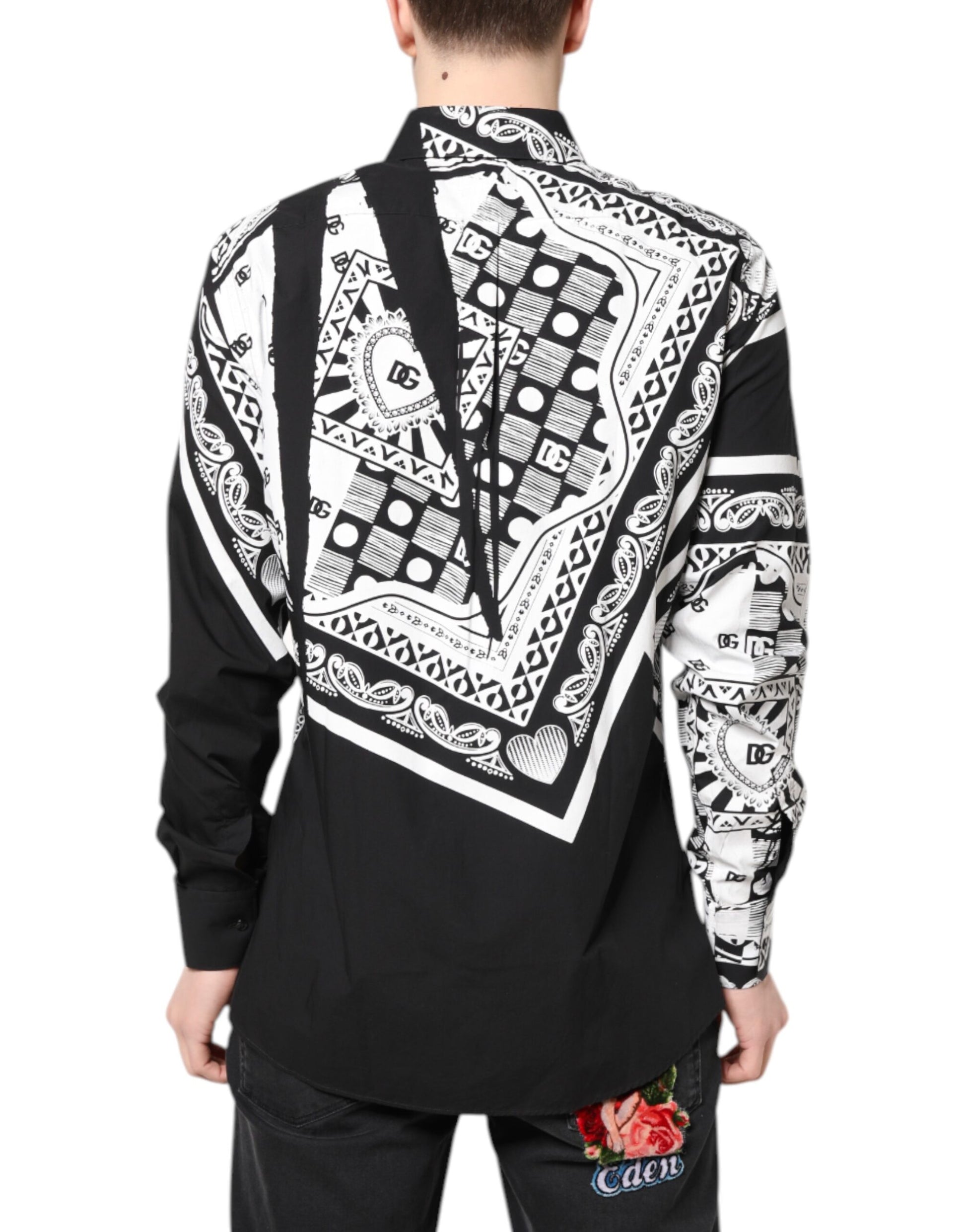 Black White Bandana Cotton Formal Dress Shirt