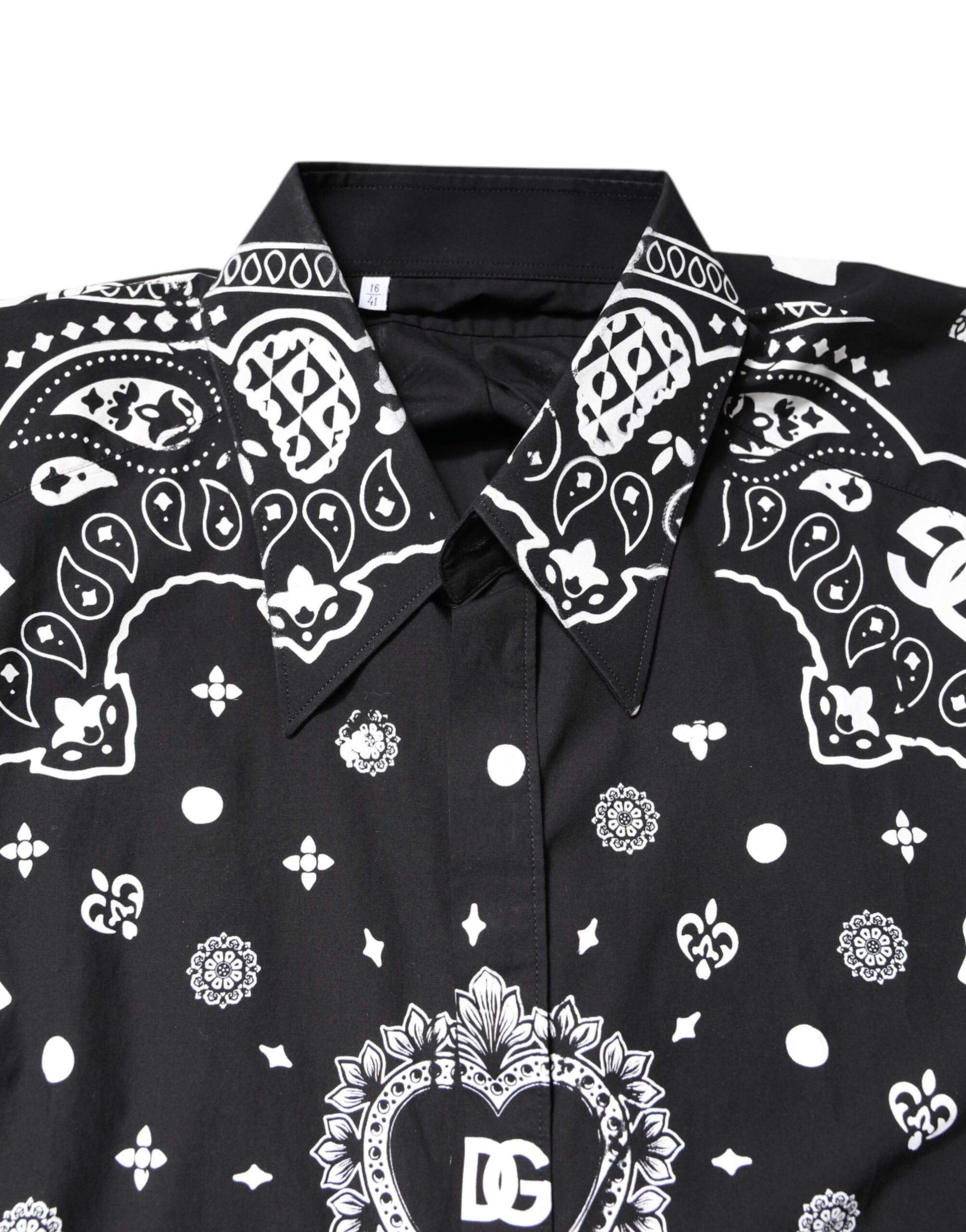 Black White Bandana Cotton Formal Dress Shirt