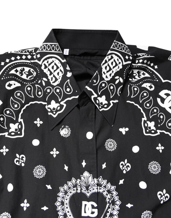 Black White Bandana Cotton Formal Dress Shirt