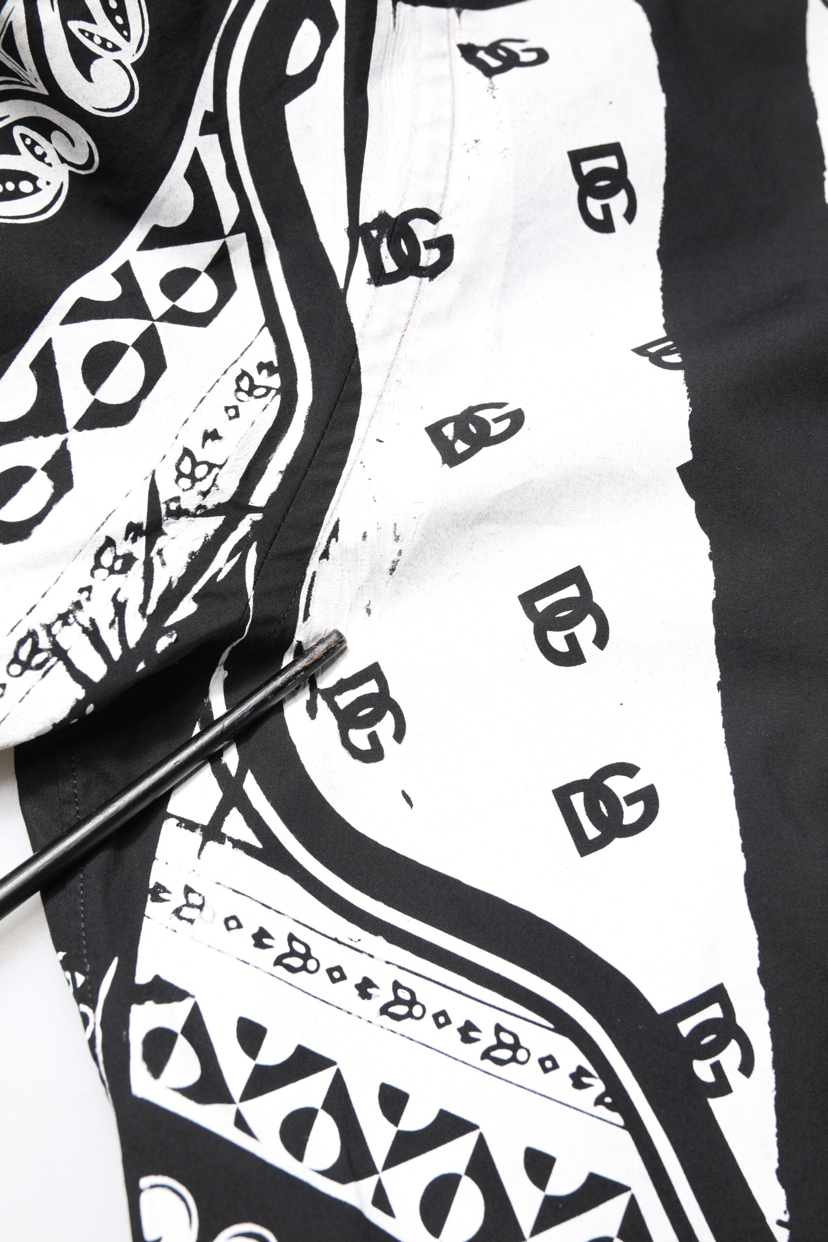 Black White Bandana Cotton Formal Dress Shirt
