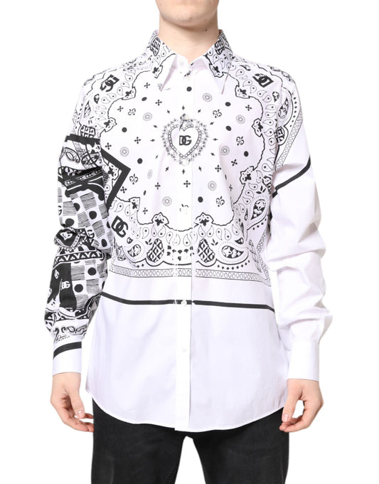 White Black Bandana MARTINI Formal Shirt