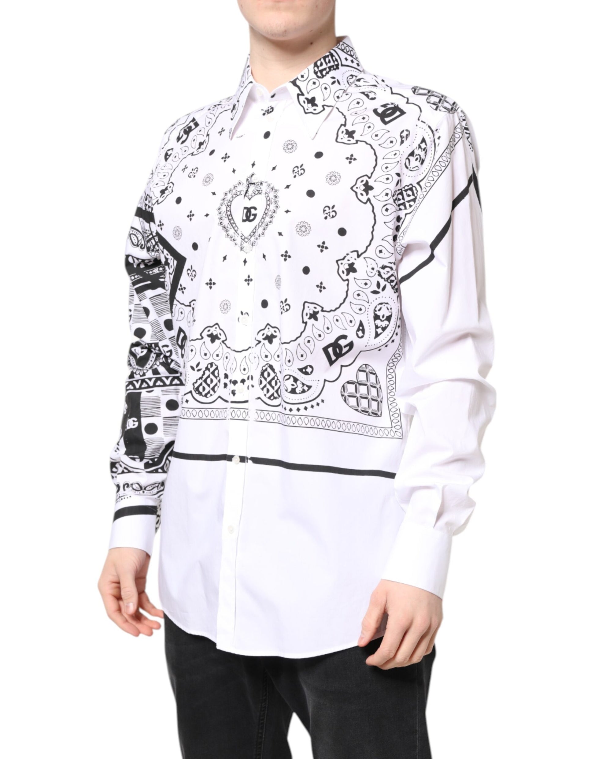 White Black Bandana MARTINI Formal Shirt