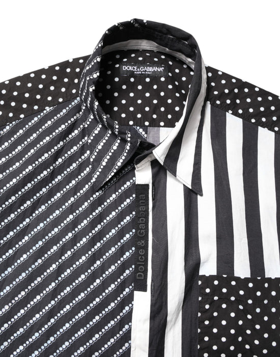 Black White Stripe Button Down Casual Shirt