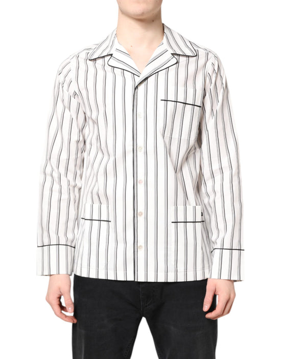 White Stripes Lounge Pajama Sleepwear Shirt