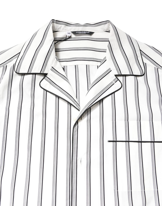 White Stripes Lounge Pajama Sleepwear Shirt