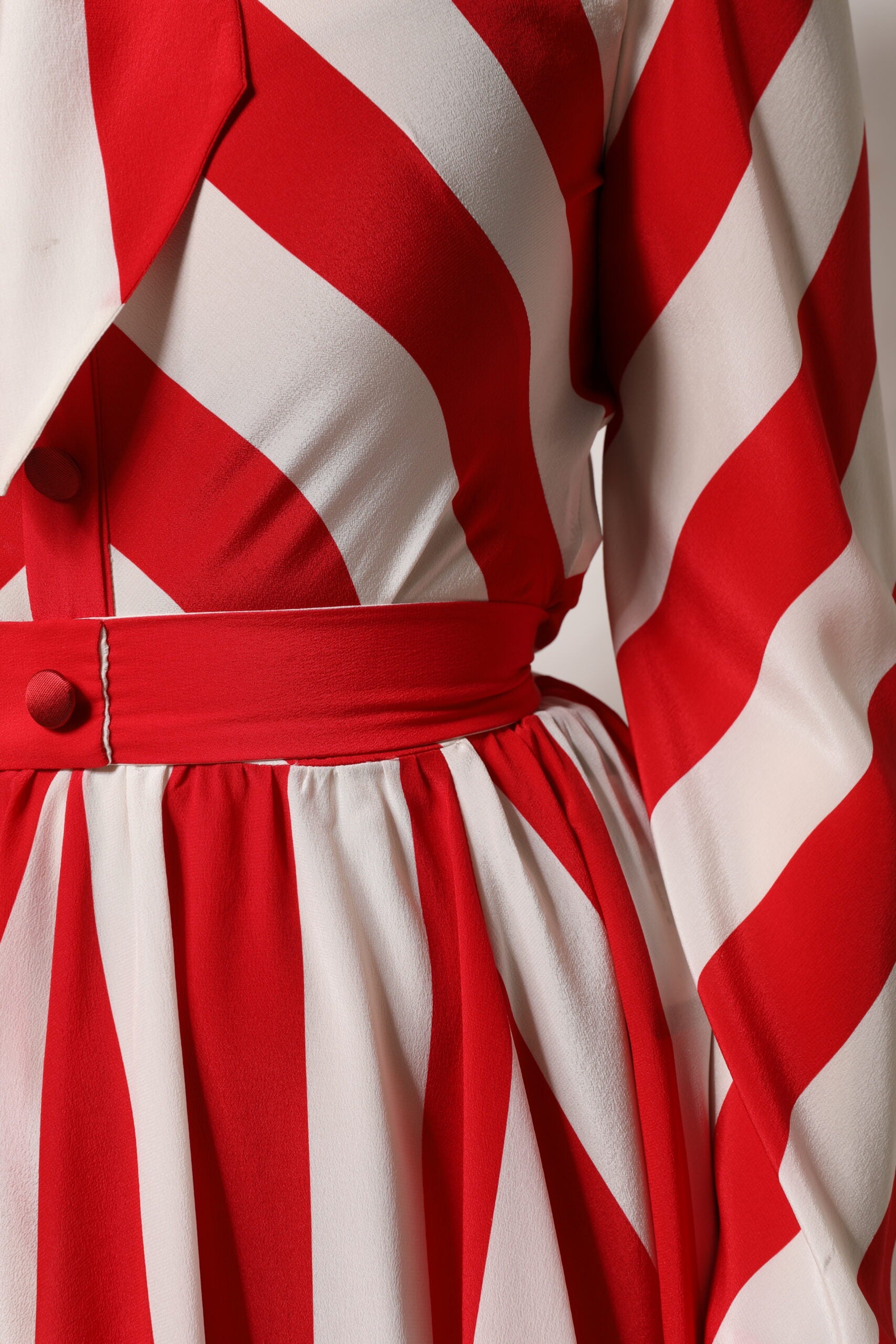 White Red Stripes Long Sleeves Mini Dress