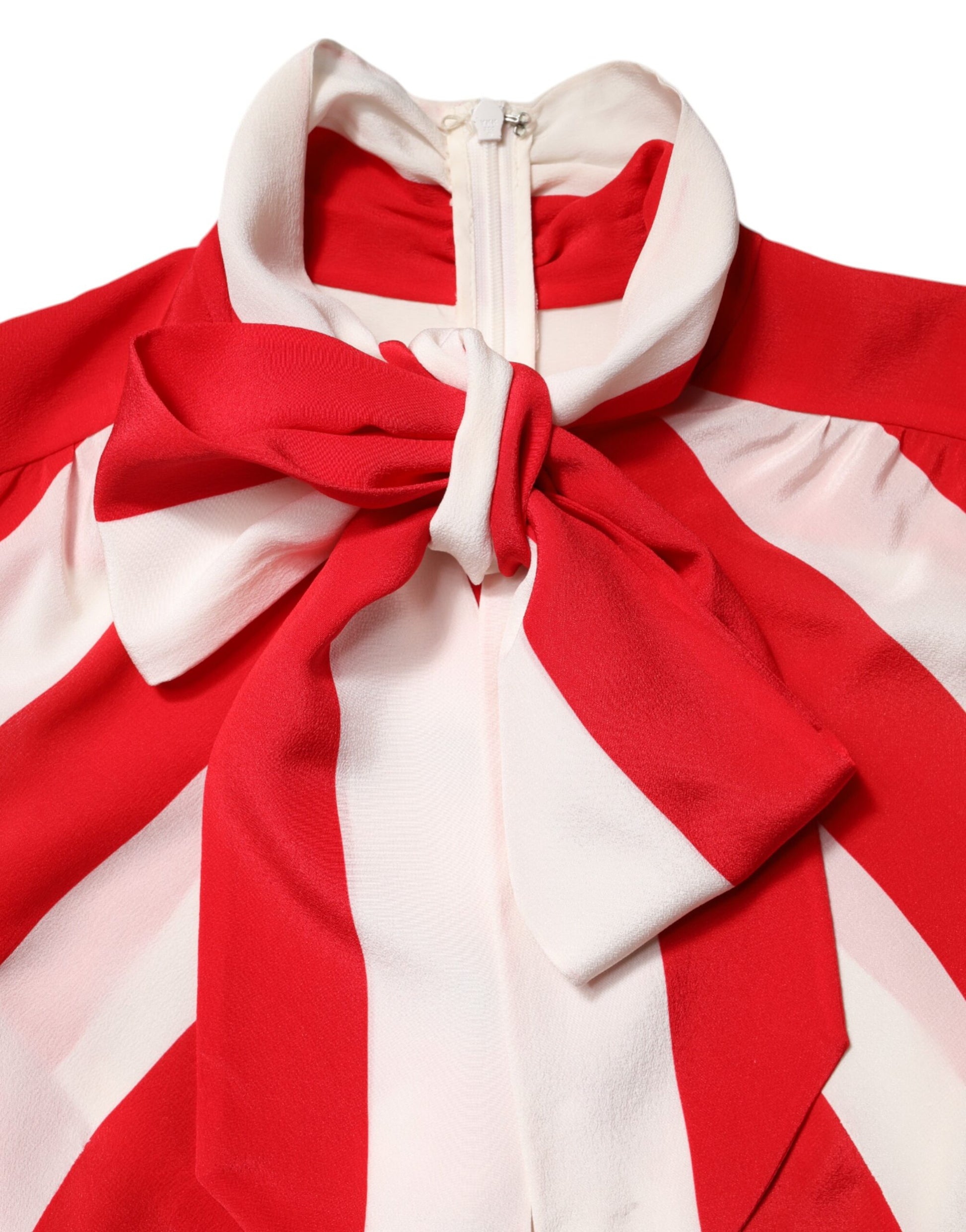 White Red Stripes Long Sleeves Mini Dress
