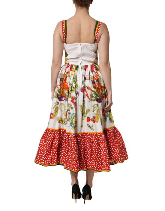 White Vegetables Sleeveless A-line Dress