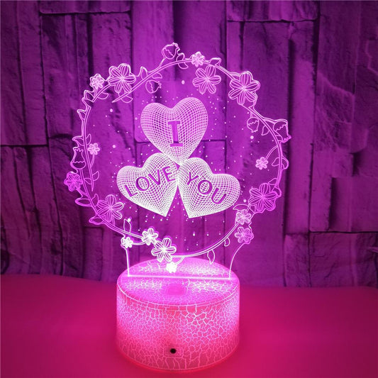 3D Lamp Pattern I LOVE YOU Valentine's Day Wedding Gift Colorful Touch Love 3D LED Lamp