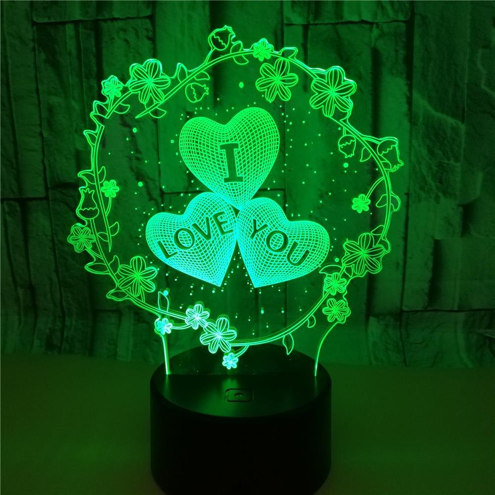 3D Lamp Pattern I LOVE YOU Valentine's Day Wedding Gift Colorful Touch Love 3D LED Lamp